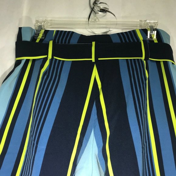 Ashley Stewart plus size 16 Striped paper bag Pants peacoat Elastic belt NWT - Picture 10 of 11